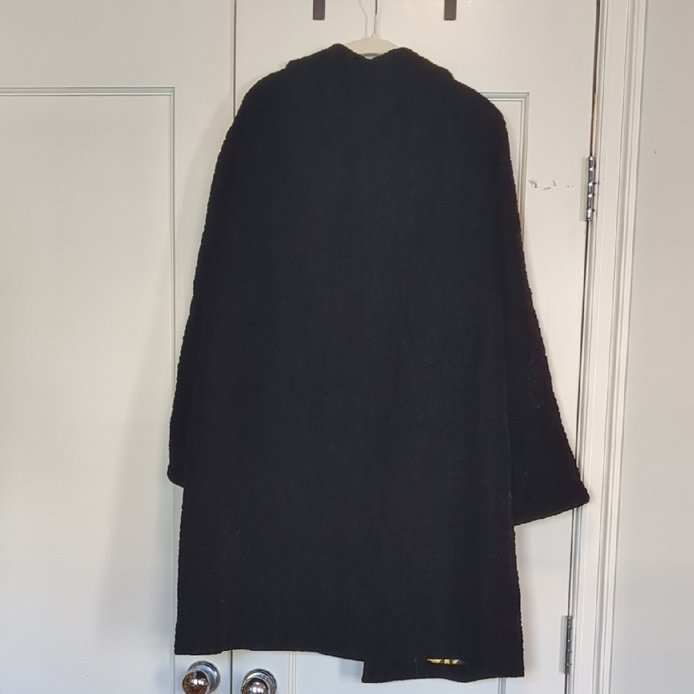 Women's Black velvet Coat with Decorative Chain-Print Lining Sz L - Picture 11 of 12